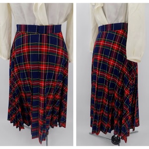 Vintage Plaid Tartan A-Line Pleated Skirt