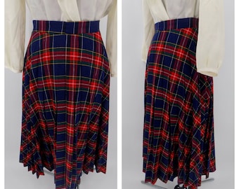 Vintage Plaid Tartan A-Line Pleated Skirt