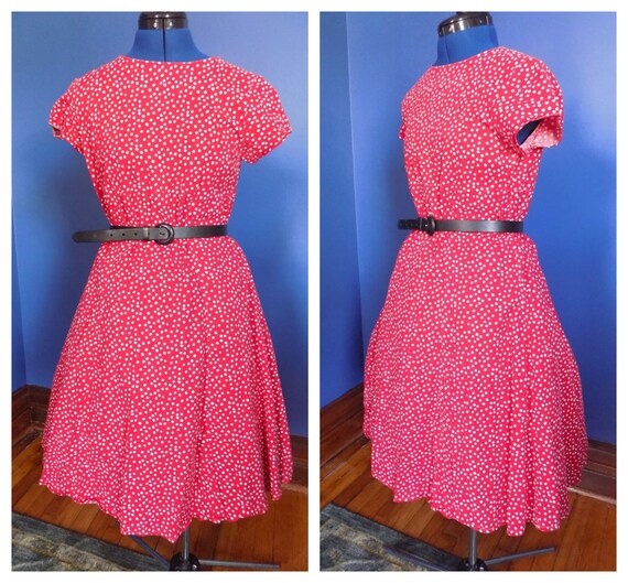 vintage red dress with white polka dots