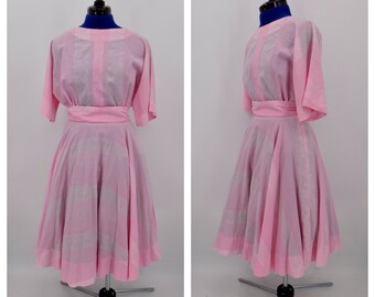 Handmade 1950s Pink Striped Raglan Sleeve Dress