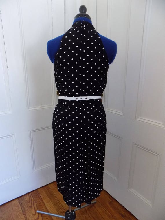 Vintage Black & White Polka Dot Dress - image 7