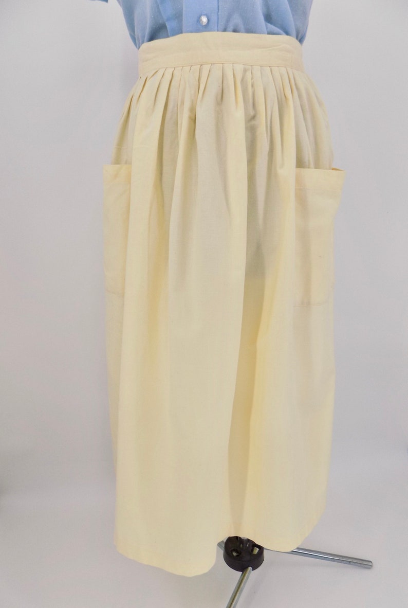 Vintage 80s Does 50s Butter Yellow Full Skirt with Pockets image 7