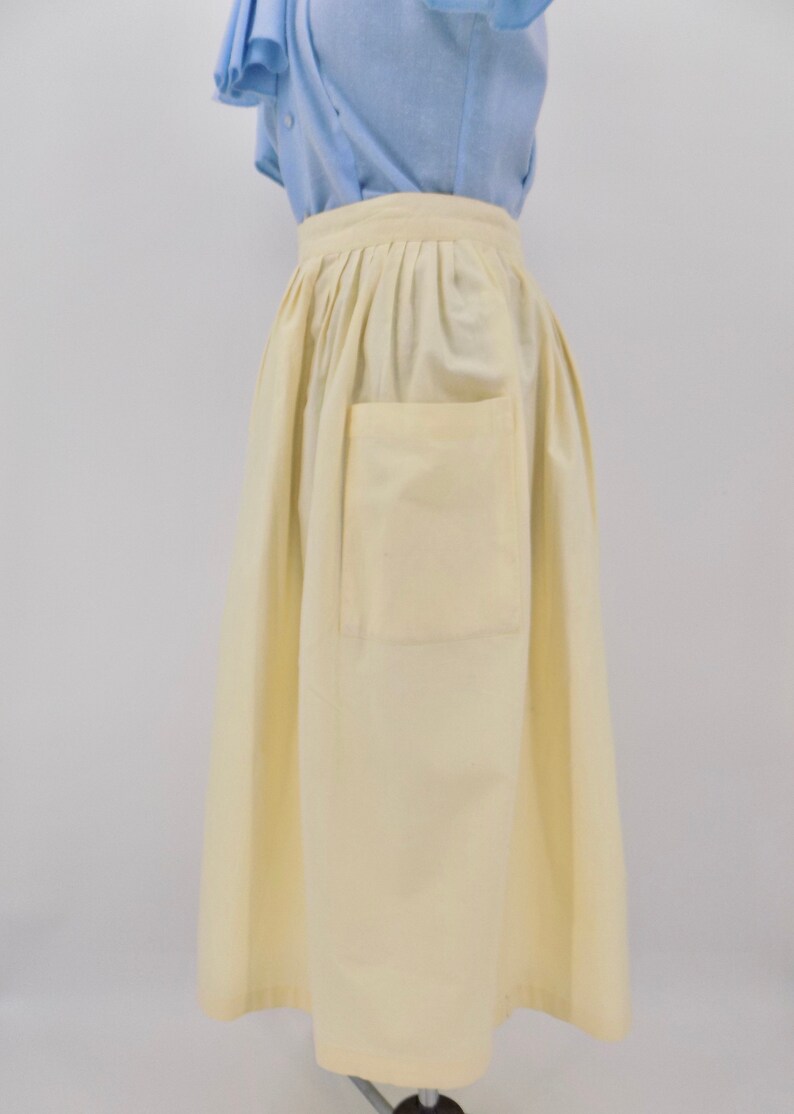 Vintage 80s Does 50s Butter Yellow Full Skirt with Pockets image 5