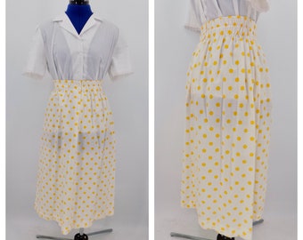 Vintage White & Yellow Polka Dot Full A-Line Skirt