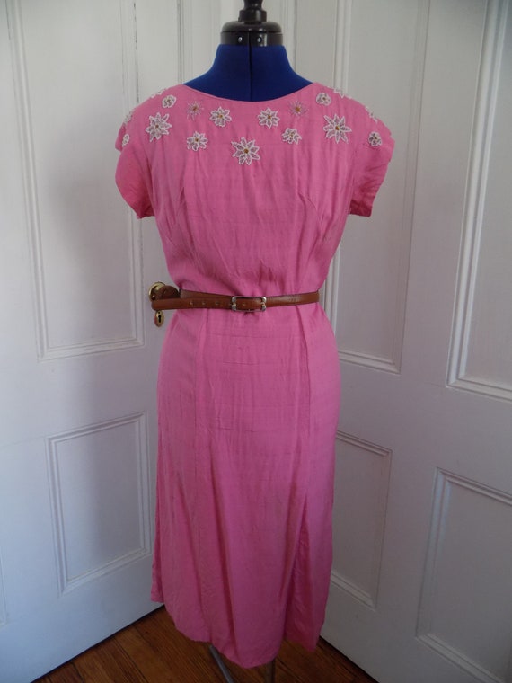 1950s/1960s Amin Beder Originals Pink Beaded Dress - image 4