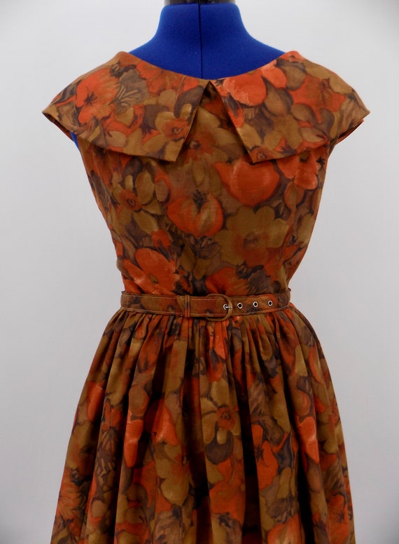 Vintage 1950s Handmade Autumn Splendor Rust Red F… - image 5