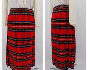 Vintage Rally-Klad Scottish Wool Plaid Kilt Skirt