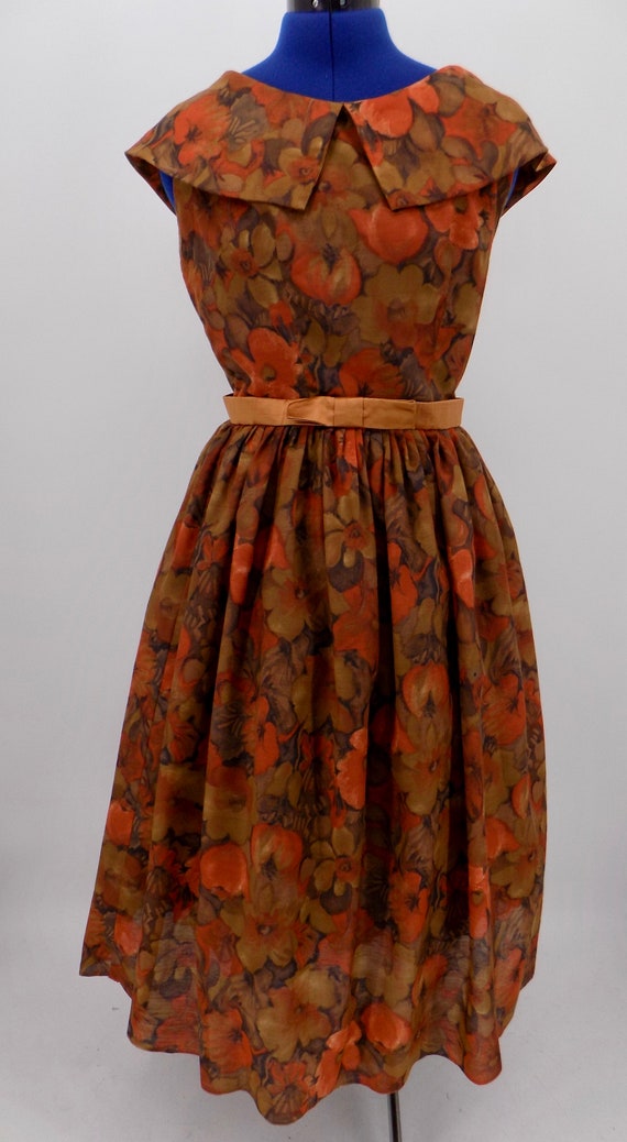 Vintage 1950s Handmade Autumn Splendor Rust Red F… - image 2