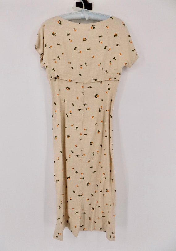 Vintage 1950s Cream Pencil Wiggle Dress with Yell… - image 7