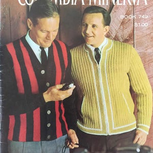 Vintage Fashions for Men and Boys by Columbia Minerva Book No. 749 Pattern Crochet Knit PDF Download Sweater, Vest, Cardigan, Polo