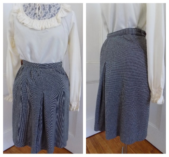 Vintage Black & White Houndstooth A-Line Skirt - image 1
