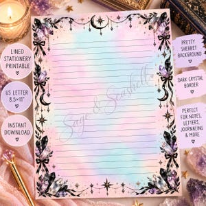 Crystal Lined Paper Printable Pastel Celestial Stationery
