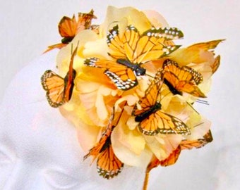 Orange Butterfly Headband- Derby Fascinator