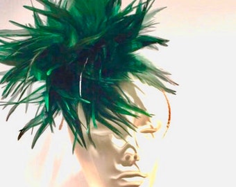 Green Fascinators- Feather Fascinator- Wedding- tea party