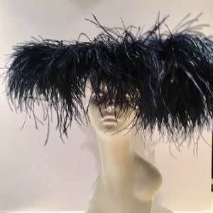 Black Fascinator Hat - Large brim -Wedding- Racing Fashion
