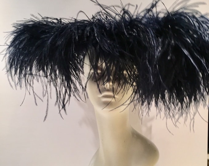 Black Fascinator Hat - Large brim -Wedding- Racing Fashion
