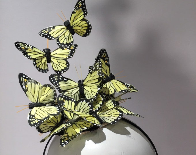 Butterfly Fascinator- Yellow Hat - Derby