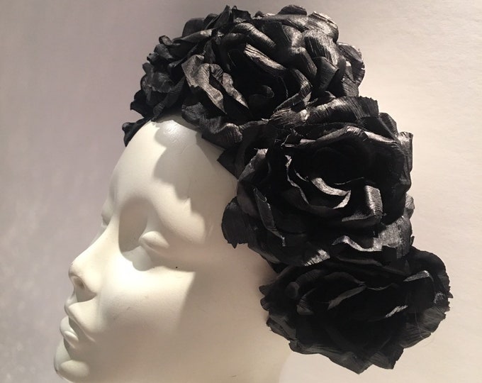 Black Rose headband- Flower Headpiece