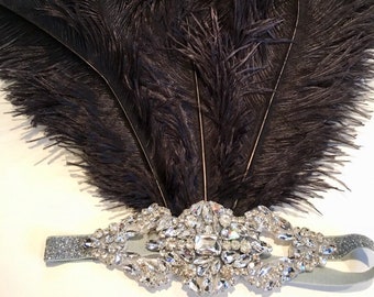 Black Gatsby Headpiece -Flapper Costume- 1920's Headdress