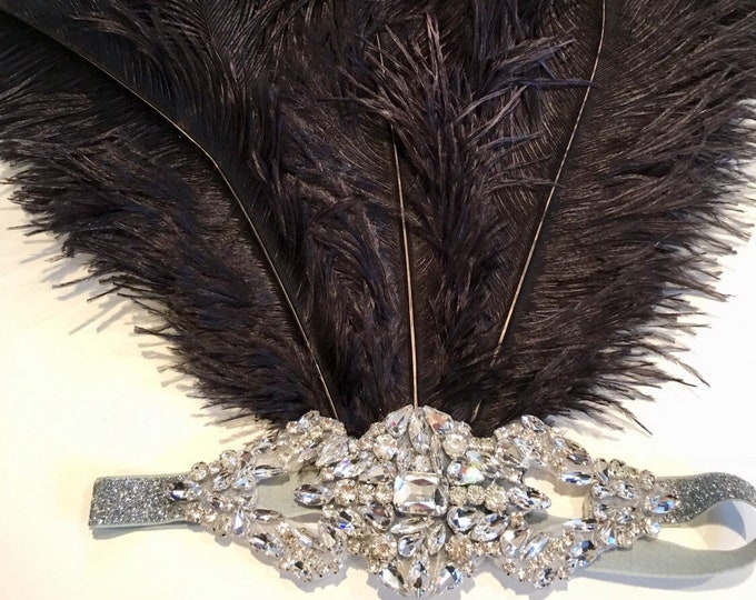 Black Gatsby Headpiece -Flapper Costume- 1920's Headdress