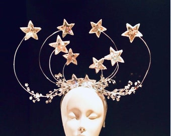 Star Headpiece-  Diner en blanc -Silver headdress