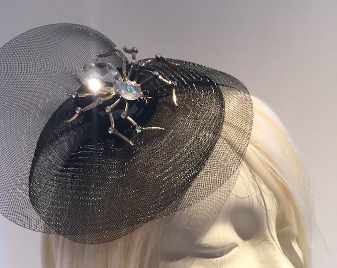 Crystal Spider fascinator -spider headband- Black widow