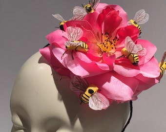 Pink fascinator- Bee headband