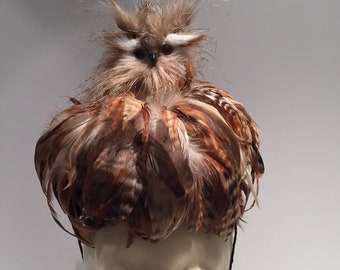 Owl Fascinator- Bird Costume- Derby Hat