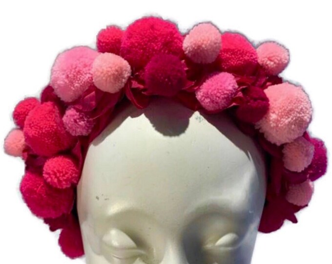 Pom pom Headdress- Pink Pom pom headpiece