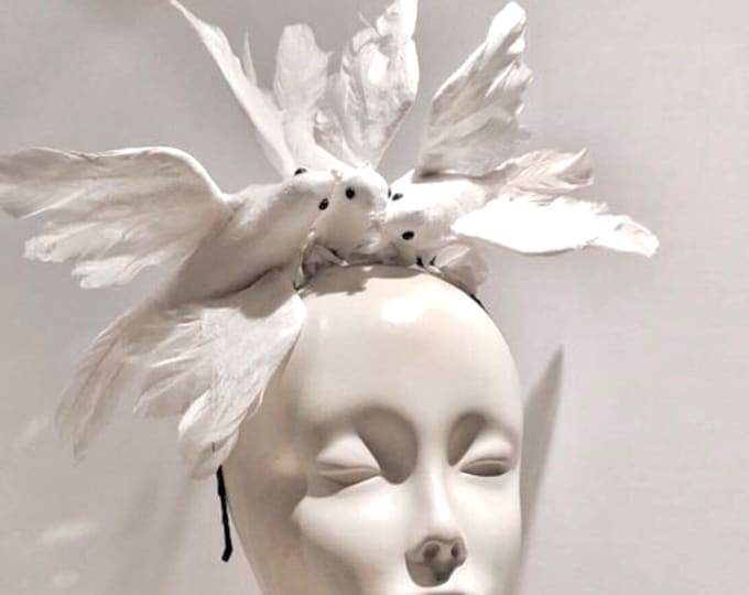 White Fascinator- Diner en Blanc- Wedding - Bird headpiece