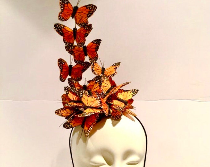 Butterfly fascinator- Orange Derby Hat