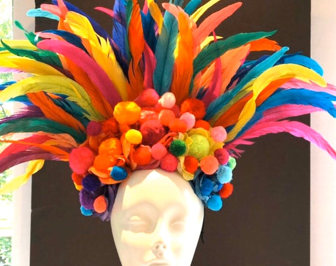 Pom pom headpiece- Feather Headdress