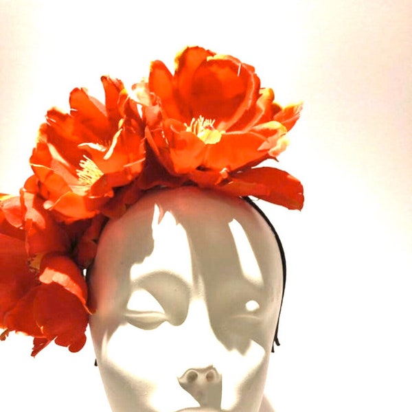 Orange Fascinator- Fall Hatinator- Flower accessory