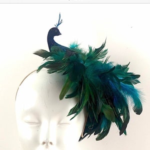 Peacock Fascinator Hat- Racing fashion- lunch hat- Derby