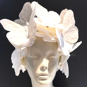 Butterfly Headband- Flower Fascinator- White headpiece