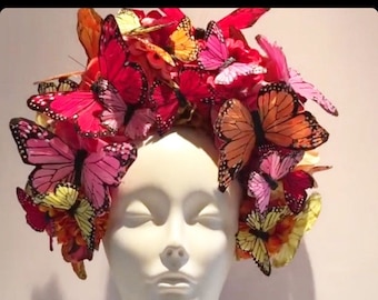 Butterfly Headpiece- Pink Fascinator- Derby