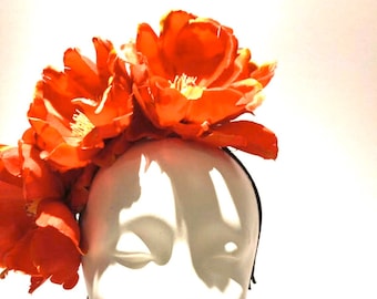 Orange Fascinator- Fall Hatinator- Flower accessory