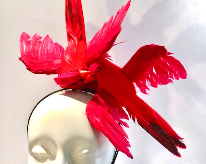 Red Fascinators- Derby- Red Bird Costume - Bird Headband