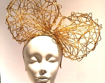 Gold Bow fascinator Headband- Large bow headband