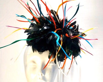 Black Fascinator- Multi color cocktail hat