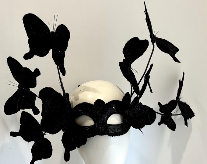 Butterfly masquerade mask- Black white ball- Mask