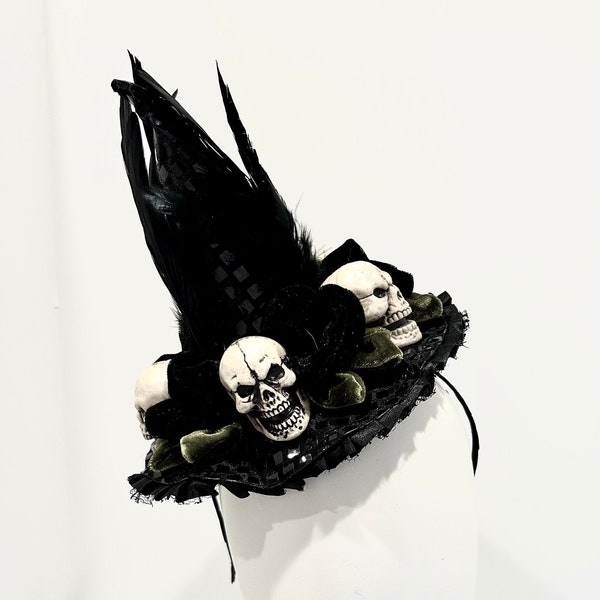 Tocado de bruja - Sombrero de calavera - Día de los muertos