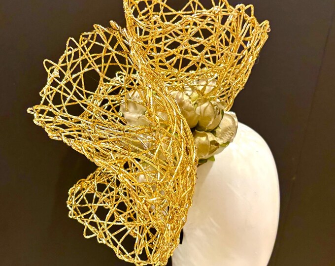 Gold fascinator Hat -Derby- Unique hat