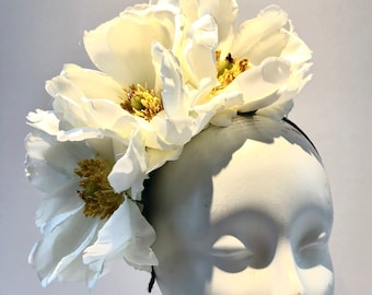 Ivory Fascinator- Magnolia- Kentucky Derby - Flower Headband