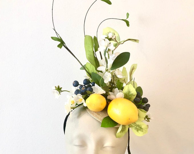 Lemon Fruit Fascinator -Mad hatter- Derby Yellow Hat