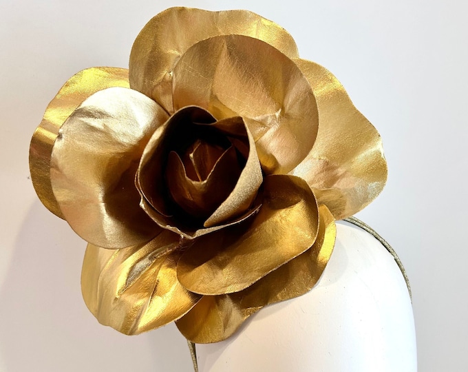 Gold Fascinator -Gold Rose Kentucky derby headpiece