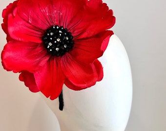 Poppy Fascinators -Red derby - Red dress Party