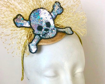 Skull Fascinator- Mardi Gras- Skull Headband