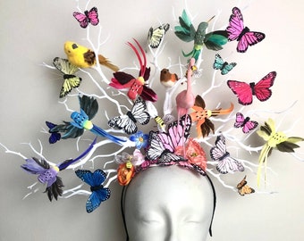 Colorful fascinator- Kentucky Derby- Easter Hat- Nature Headpiece-