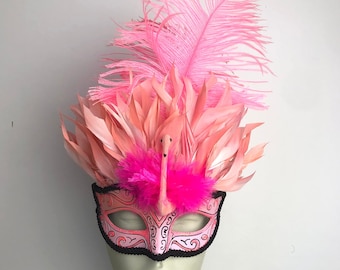 Flamingo mask- Mardi Gras mask- Masquerade